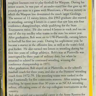 Waupun Athletic Hall Of Fame.