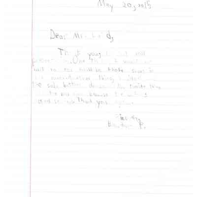 Thank you letter from Brandon P.