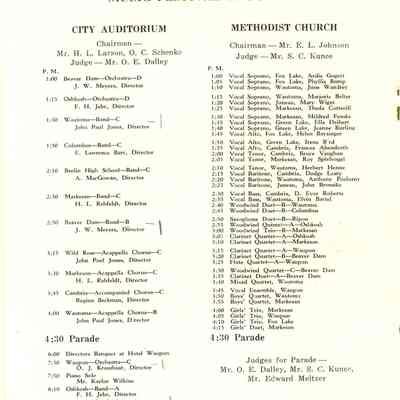 Program for Music Festival of 1935 in Waupun