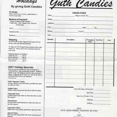 Guth Candies menu