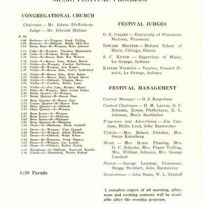 Program for Music Festival of 1935 in Waupun