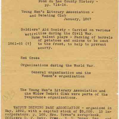 Histories, Waupun Clubs