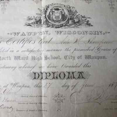 Diploma from N.Ward HS 1879