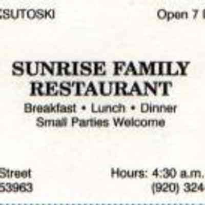 Business Card, Sunrise Family Resturant