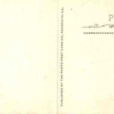 Two sections, back side postcard