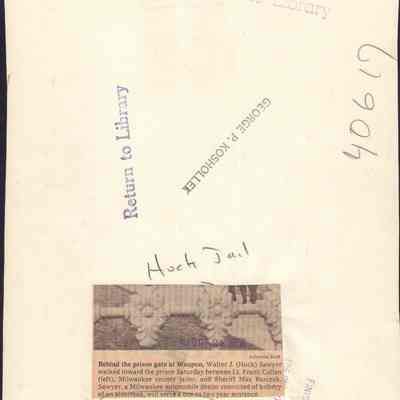 Back of photo of Walter J. (Huck) Sawyer 1956