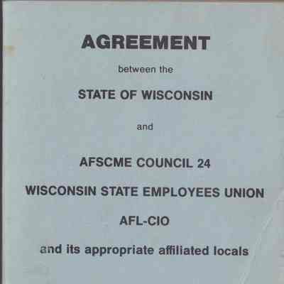Booklet, Union Agreement, Corrections, Wisconsin State Prison and AFSCME Council 24