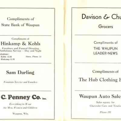 Sponsors for Music Festival in Waupun-1935