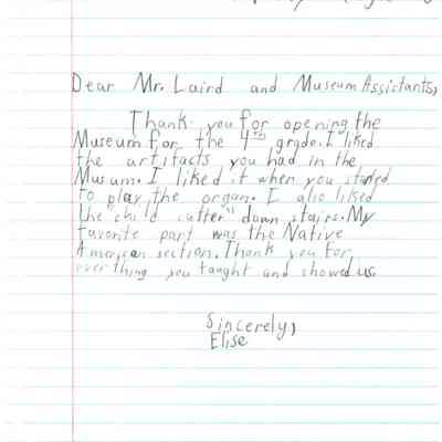 Thank you letter from Elise.