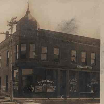 Postcard, Main Street, Waupun Buffet, Redemann, Harness Shop, Grebe