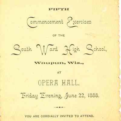 Program, Commencement, South Ward Waupun High School, 1888