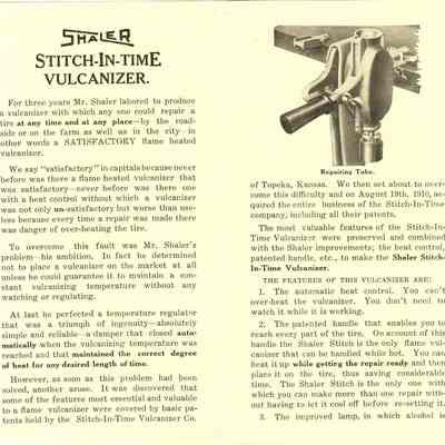 Shaler Stitch-In-Time Vulcanizer Brochure/Manual