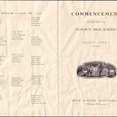Waupun High School -Commencement Class of 1940 (Friday June 7)