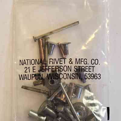 Bag, Plastic, National Rivet & Mfg Co., Rivets