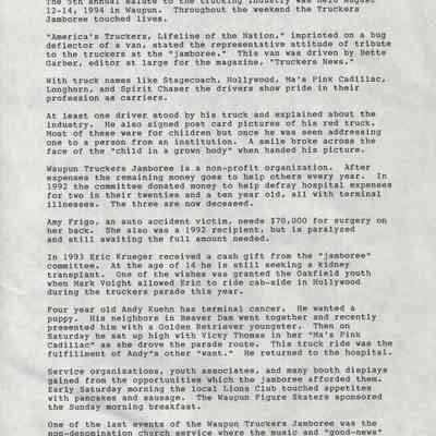 Letter, Touches Lives, Truckers Jamboree