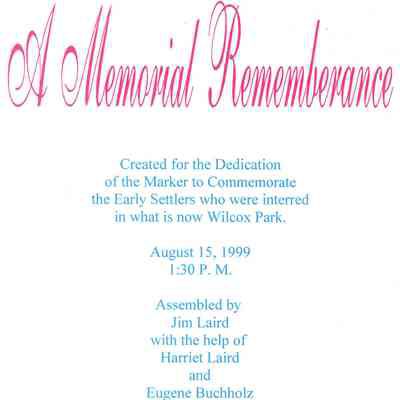 Program, Parks, Wilcox, Cemetery, A Memorial Remembrance