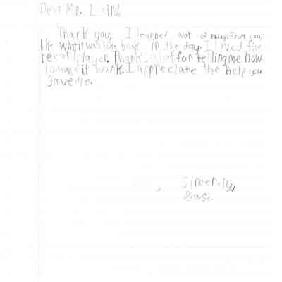 Thank you letter from Gage.