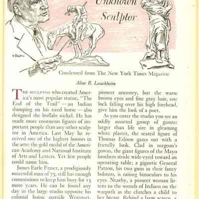 Article about James Earle Fraser in Reader's Digest 1951.