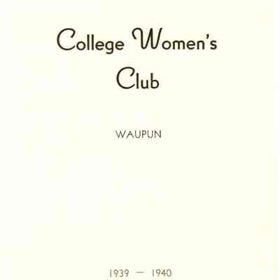 College Women's Club - 1939-1940, Program