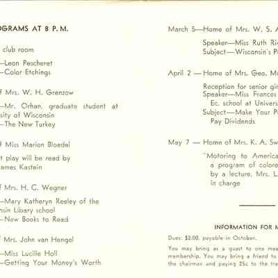 Program detail for College Women's Club