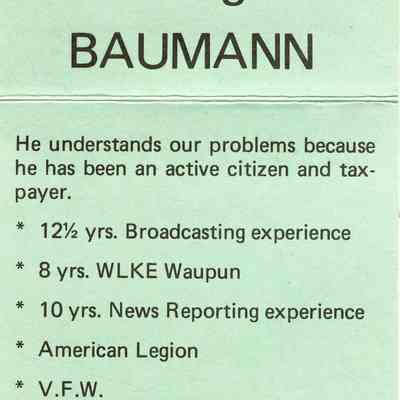 George Bauman running for Assembly.