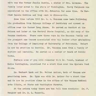 Business, Histories, Dentistry in Waupun