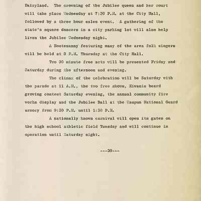 Waupun's 125th Jubilee, News Release, Guest, Chief John Big Tree, 1964