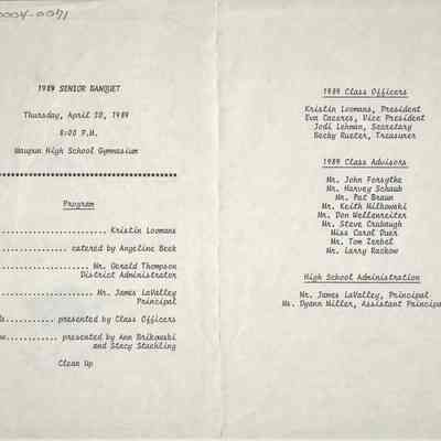 Waupun High School "Serior Banquet" (Apr 20 1989): Origformat: Other