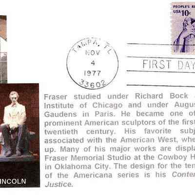 Postcard, First Day Commemorating James Earle Fraser.