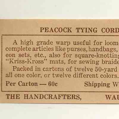 Peacock Tying Cord, Handcrafters