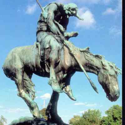 Postcard, Statue, End of the Trail, Carol Owen