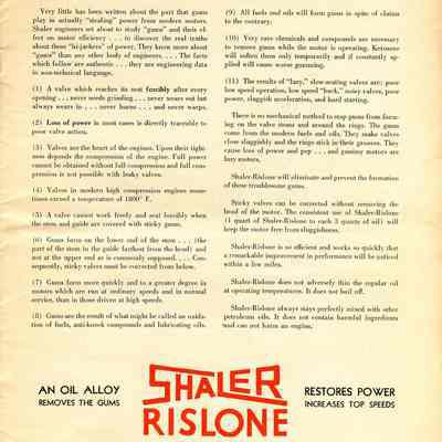 Shaler Rislone Advertising Brochure.