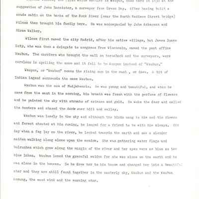 Document, The Legend of Waupun or Waubun