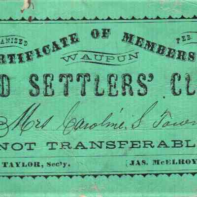 Waupun (Old Settler's Club) Organized (Feb 1875)