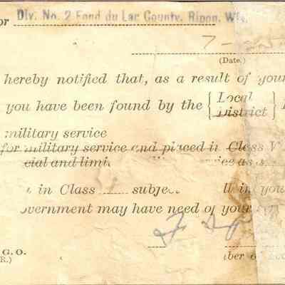 War Dept. qualified for military service notice