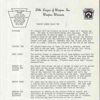 Rules Senior League