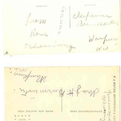 Back of 2 photo postcards of Greunwald girls