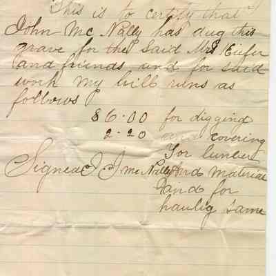 Cemetery, John McNally Grave Digging Bill