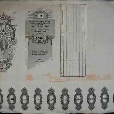 City of Waupun $500 Bond.