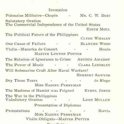 Commencement program of class of 1902.