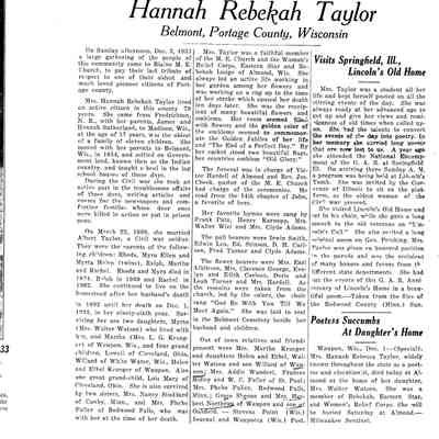 Obituary of Hannah Rebekah Taylor