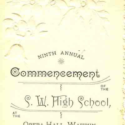 Program, Commencement, South Ward High School, 1892