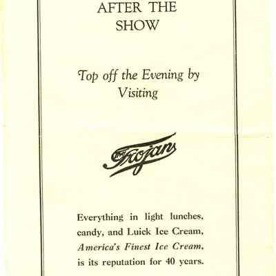 Back of 1938 Play program