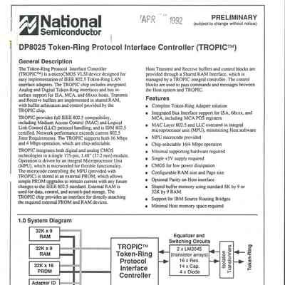 DP8025 Token-Ring Protocol Interface Controller (TROPIC)