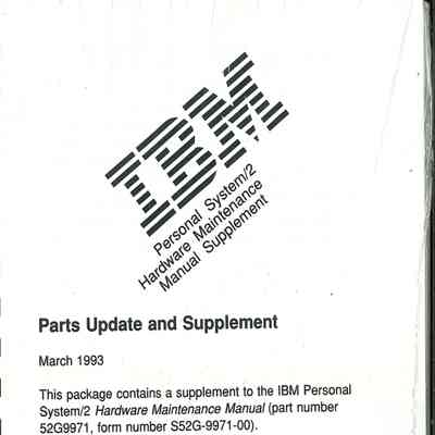 Personal System/2 Hardware Maintenance Manual Supplement : Parts Update & Supplement