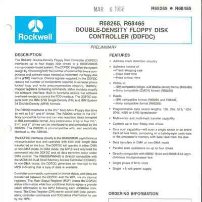 R68265, R68465 Double-Density Floppy Disk Controller (DDFDC)