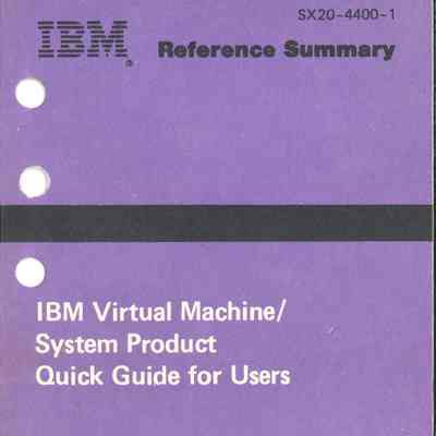 IBM Virtual Machine/System Product Quick Guide for Users