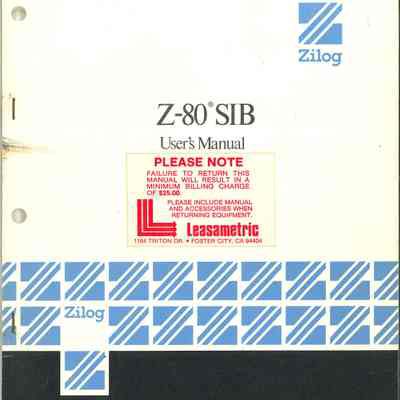 Z-80 SIB User's Manual