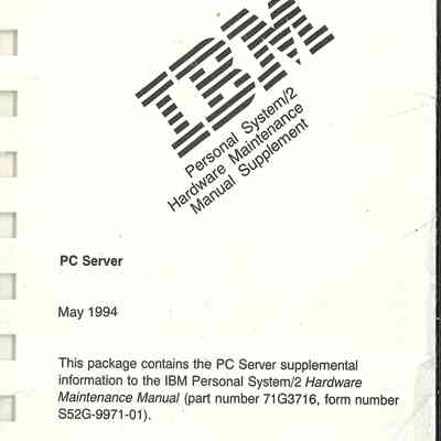 Personal System/2 Hardware Maintenance Manual Supplement