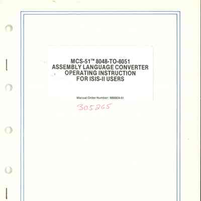 MCS-51 8048-TO-8051 Assembly Language Converter Operating Instruction for ISIS-II Users